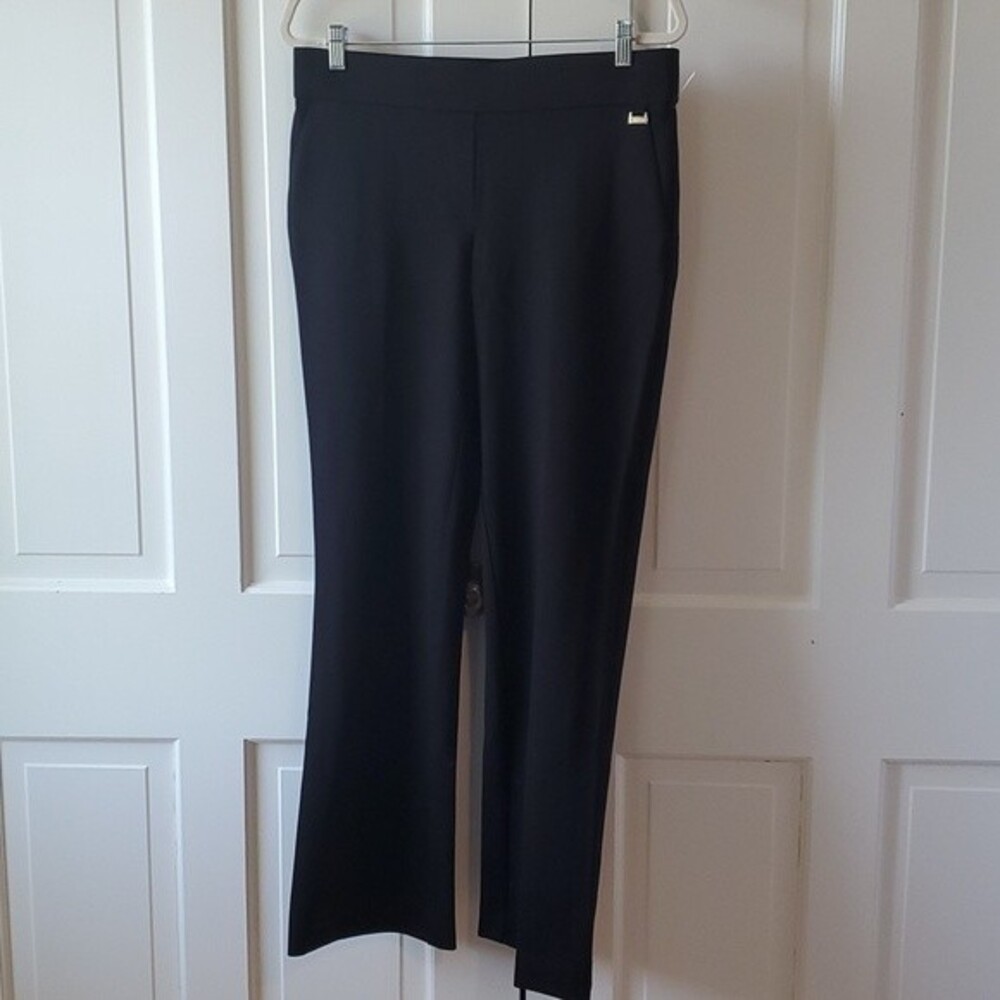 ANNE KLEIN BLACK BOOTCUT PANTS STRETCH PONTE KNIT SIZE LARGE